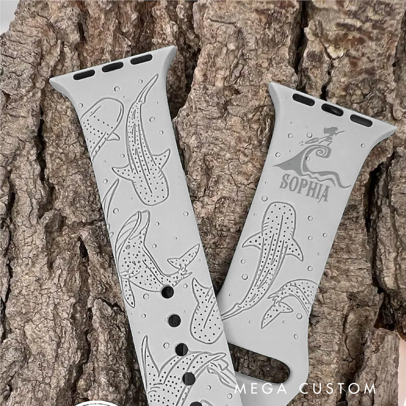 Personalized Whale Shark Ocean Silicone Watch Band for Apple Watch Movie Lover Apple Watch Strap