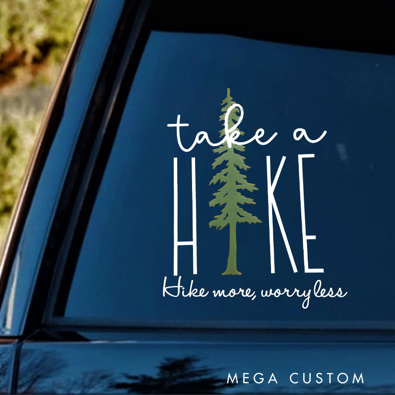 Personalized Hike More Worry Less Decal Adventure Vinyl Decal Funny Campsite Decal Gift for Outdoor Adventure Enthusiasts