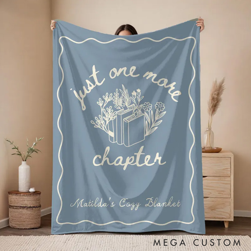 Personalized Just One More Chapter Throw Blanket Custom Name Reading Throw Blanket with Name Book Lover Gift Librarian Gift