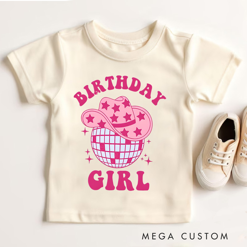 Personalized Birthday Girl Kids T-Shirt with Cute Birthday Year Number and Name Design for a Special Birthday Outfit