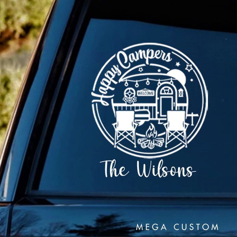 Personalized Chappy Campers Vinyl Decal Custom with Last Name Van Life Decal Camper Sticker Gift for Outdoor Adventure Enthusiasts