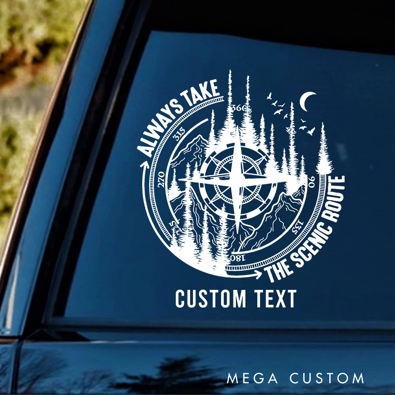 Personalized Scenic Route Rv Door Decal Camper Decal Car Decor Glamping Window Sticker Gift for Outdoor Adventure Lover