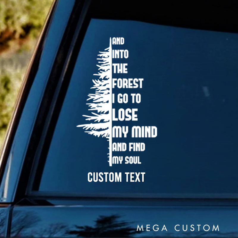 Personalized into the Forest Caravan Car Decal Adventure Vinyl Decal Gift for Outdoor Adventure Hiking Lover