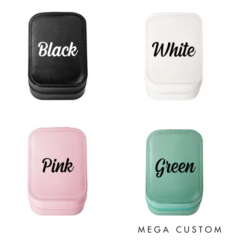 Personalized Cartoon Character Leather Jewelry Box with Birth Flower and LED Light Makeup Mirror Travel Essential Birthday Gift