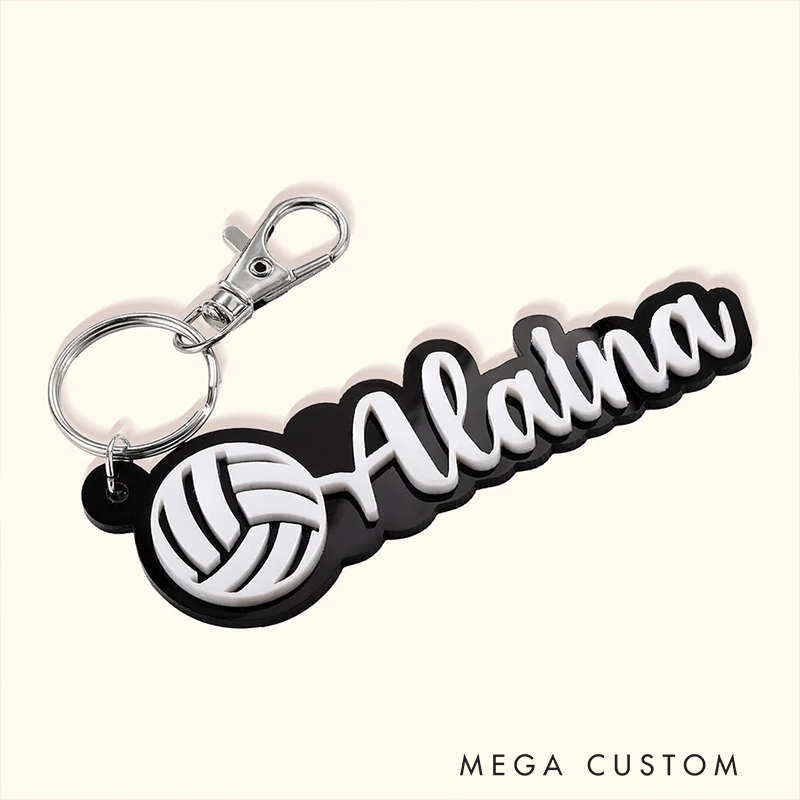 Personalized Volleyball Keychain with Custom Name Design