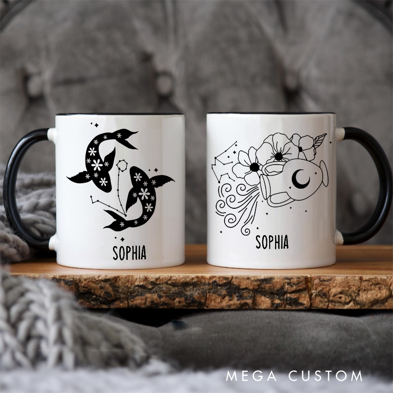 Personalized Mugs With Zodiac Signs Custom Coffee Cup Custom Mug With Name Birthday Gift