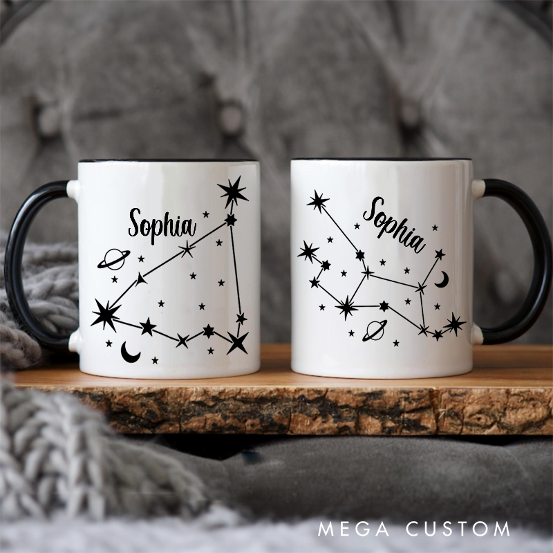 Personalized Mugs With Zodiac Signs and Their Names Custom Coffee Cup Custom Mug With Name Birthday Gift