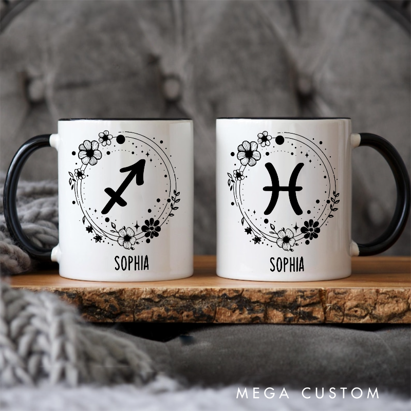 Personalized Mugs With Zodiac Signs Custom Coffee Cup Custom Mug With Name Birthday Gift