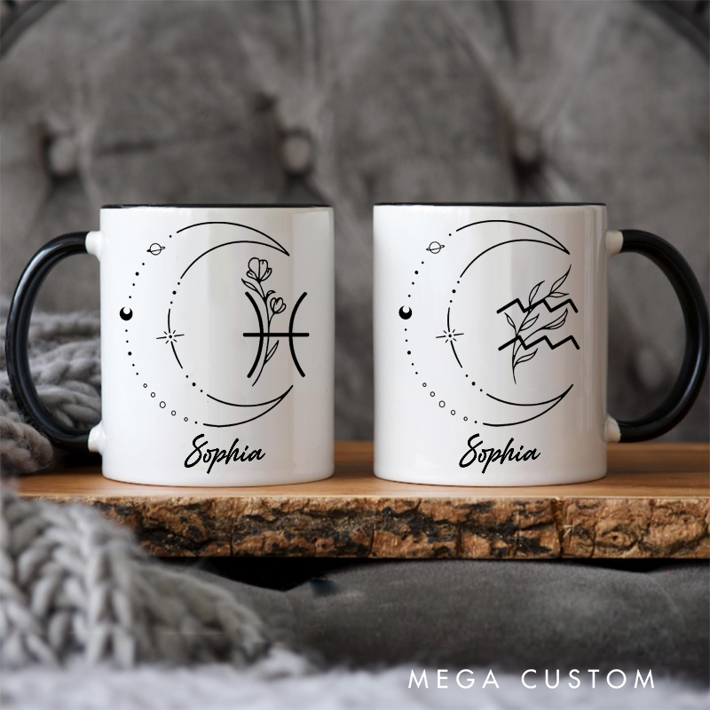 Personalized Mugs With Zodiac Signs Custom Coffee Cup Custom Mug With Name Birthday Gift