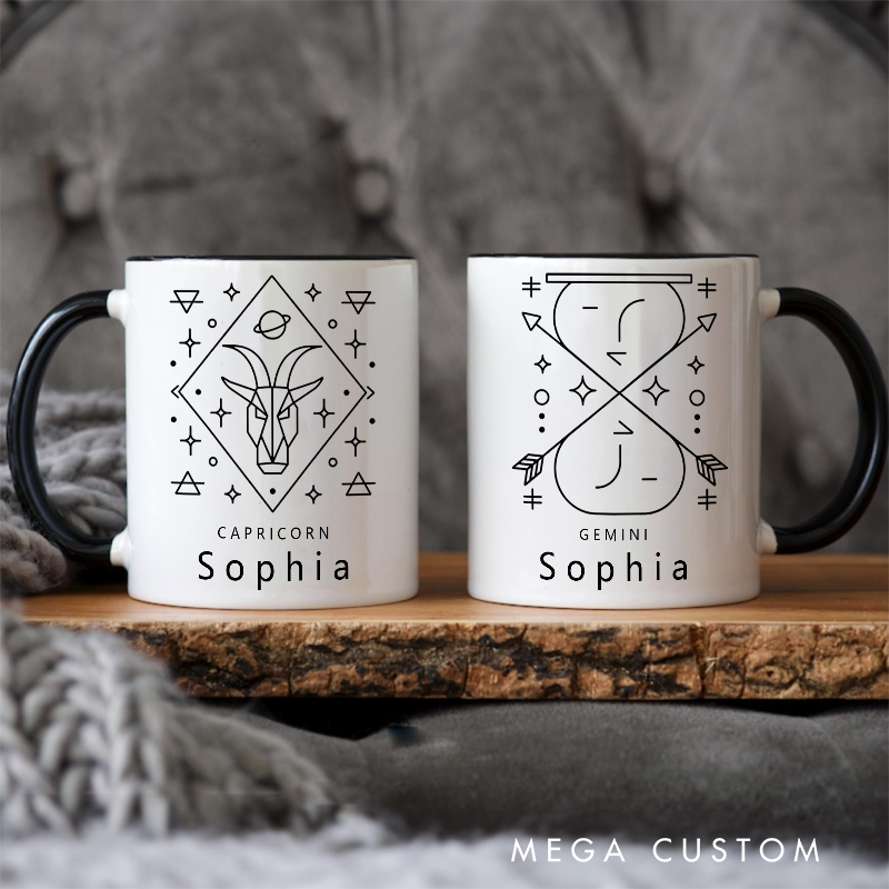 Personalized Zodiac Mug With Name Horoscope Iced Coffee Cup Custom Astrology Cup Birthday Gift