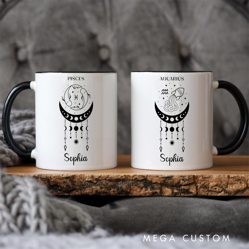 Personalized Zodiac Mug Custom Astrology Birthday Gift Horoscope Iced Coffee Cup
