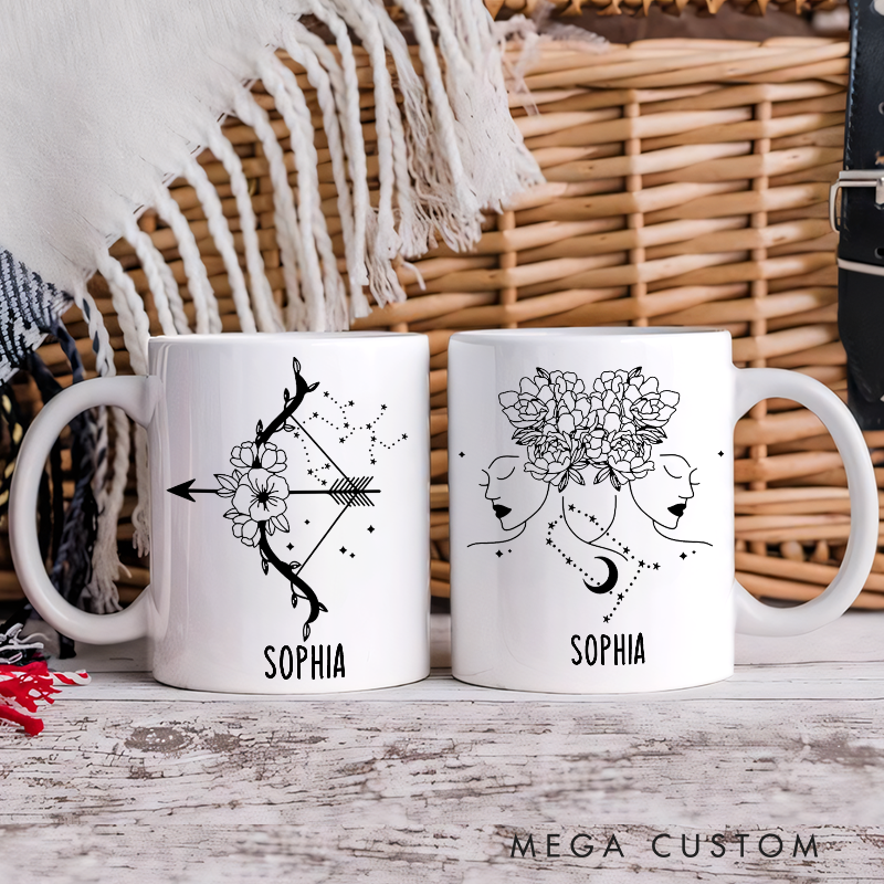Personalized Mugs With Zodiac Signs Custom Coffee Cup Custom Mug With Name Birthday Gift