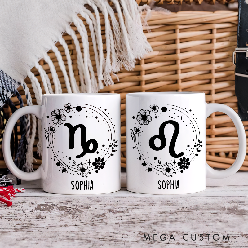 Personalized Mugs With Zodiac Signs Custom Coffee Cup Custom Mug With Name Birthday Gift
