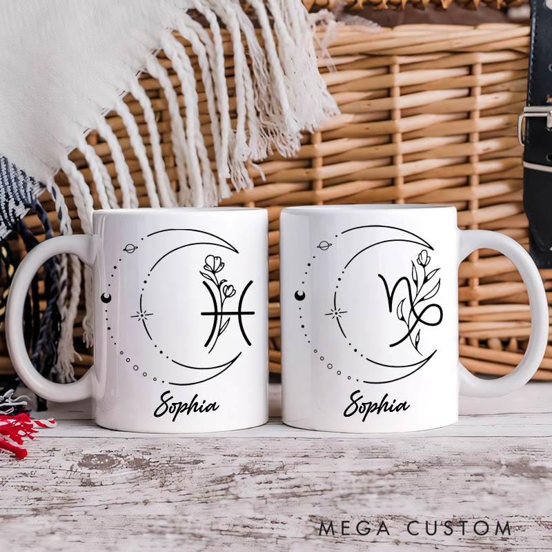 Personalized Mugs With Zodiac Signs Custom Coffee Cup Custom Mug With Name Birthday Gift