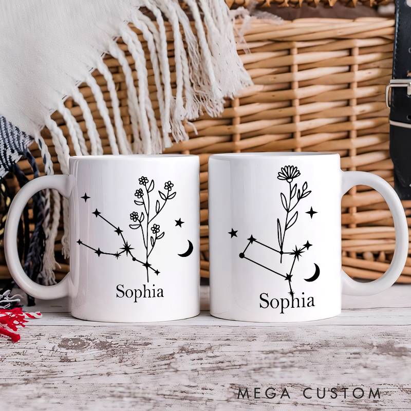 Personalized Mugs With Zodiac Signs Custom Coffee Cup Custom Mug With Name Birthday Gift