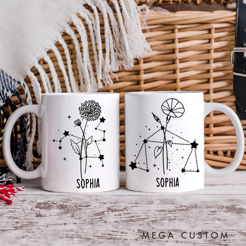 Personalized Mugs With Zodiac Signs Custom Coffee Cup Custom Mug With Name Birthday Gift