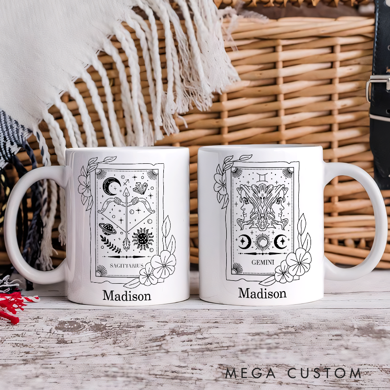 Personalized Zodiac Sign Mug Coffee Tumbler Zodiac Personalized Birthday Gift for Best Friend Astrology Gift Celestial Moon Gifts Christmas Zodiac Gift