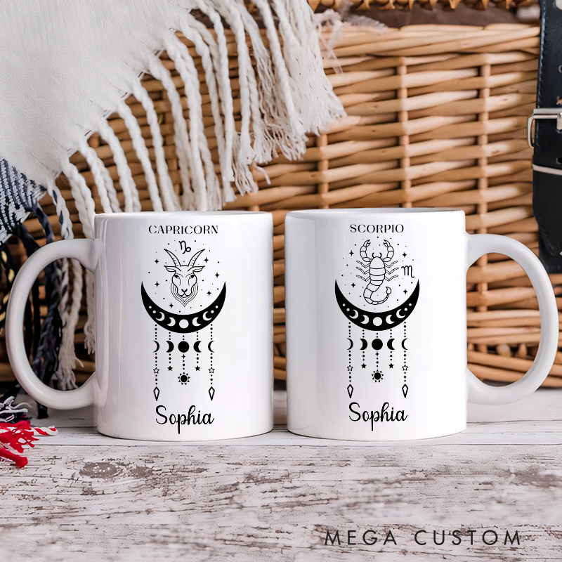 Personalized Zodiac Mug Custom Astrology Birthday Gift Horoscope Iced Coffee Cup
