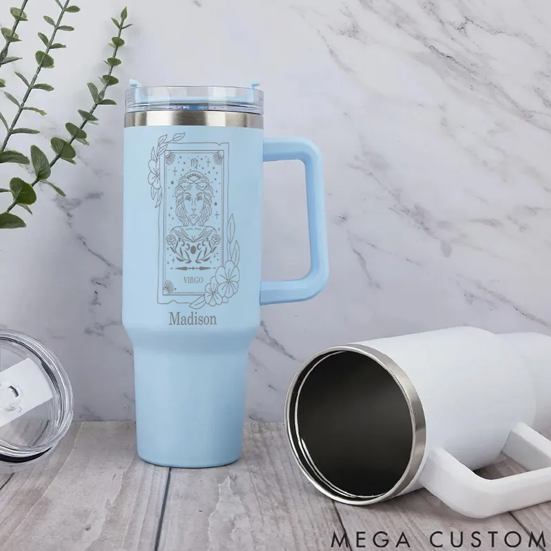 Personalized Zodiac Sign tainless Steel Cup With Straw Custom Insulated Tumbler Zodiac Personalized Birthday Gift Astrology Gift