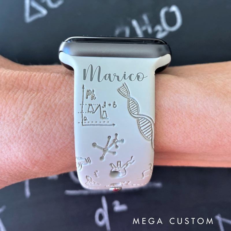 Personalized Science Enthusiasts Watch Band Engraved Silicone Science Chemistry Watchband Replacement Gift for Geek Nerd