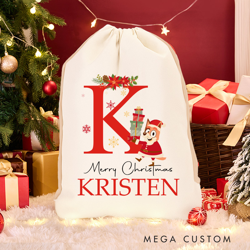 Personalized Cartoon Monogram Christmas Sack for Anime Lovers Santa Sack Christmas Gift Bag for Kids