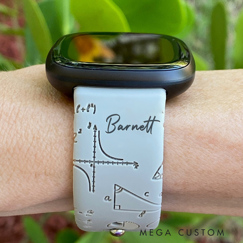 Personalized Math Lovers Watch Band Engraved Silicone Science Lover Watchband Replacement Gift for Geek Nerd