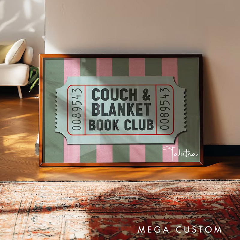 Personalized Vintage Book Club Wall Print with Name Accent Reading Corner Wall Art Library Room Sign Decor Book Lover Gift
