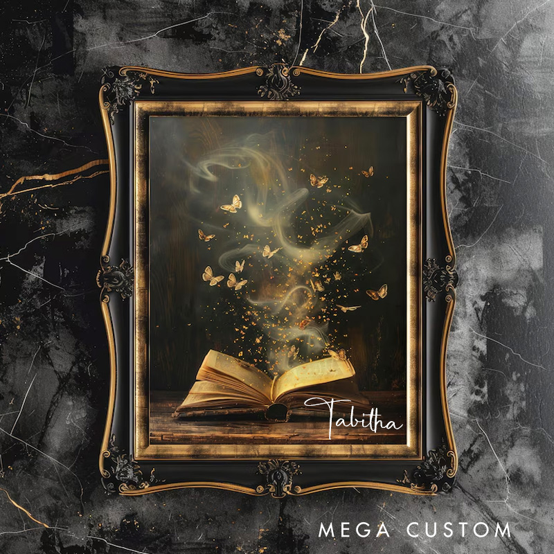 Personalized Moody Victorian Bookish Wall Art Print with Name Dark Academia Decor Reading Nook Poster Book Lover Gift Bookish Gift