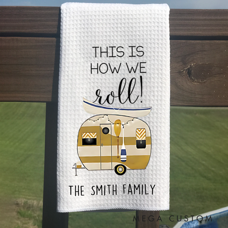 Personalized Camper Kitchen Towel Camp Kitchen Motor Home Decor Towels Vintage Trailer Camper Decor Gift for Camper Lover