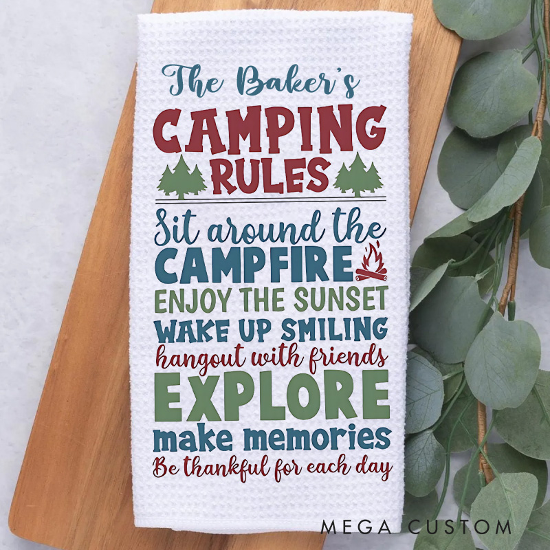 Personalized Camper Kitchen Towel Custom Camping Dish Towel Rv Decor Gift for Camper Lover