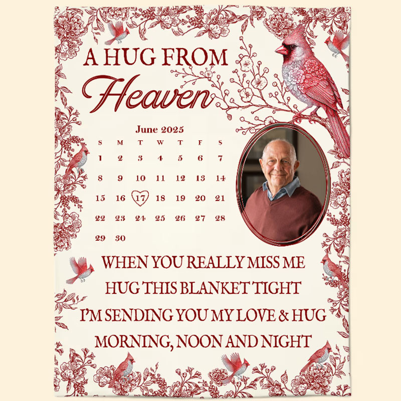 Personalized Photo Blanket Hug This Blanket Tight I'm Sending You My Love Memorial Blanket Loss of Loved Ones Gifts