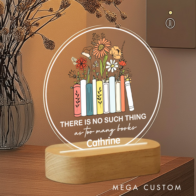 Personalized There is No Such Things Night Light Custom Flower Bookish LED Light with Name Book Club Decor Book Lover Gift Bookish Gift