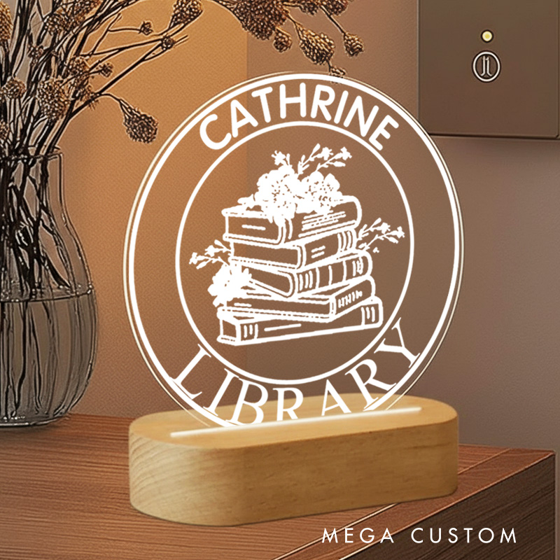 Personalized Floral Book LED Night Light with Name Custom Book Lover Night Light Bookish Home Decor Book Lover Gift Bookish Gift