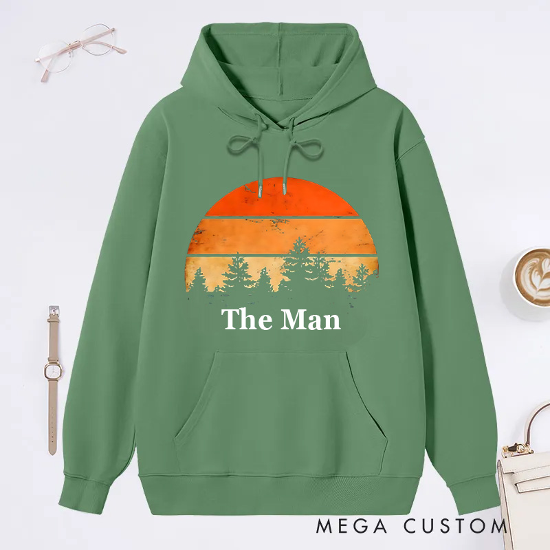 Personalized Retro Camping Hoodie Forest Sunset Classic Hoodies Nature Lover Hoodies Travel Campers Outdoors Gift
