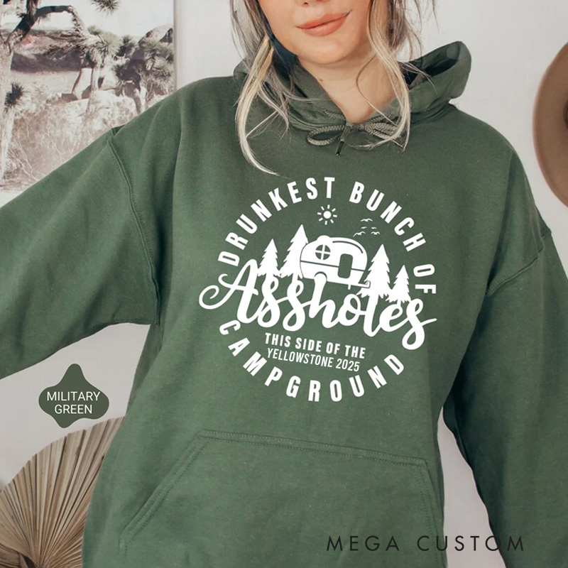 Personalized Drunkest Bunch of Campers Classic Hoodies Humorous Camping Hoodie Gift for Campers Outdoors Nature Lover
