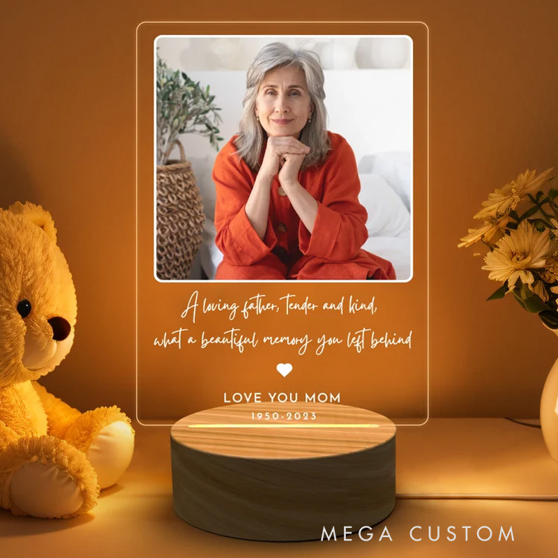 Personalized Plaque Night Light Mother Picture Frame Memorial Gift Customized Table Decoration for Loss of Loved One