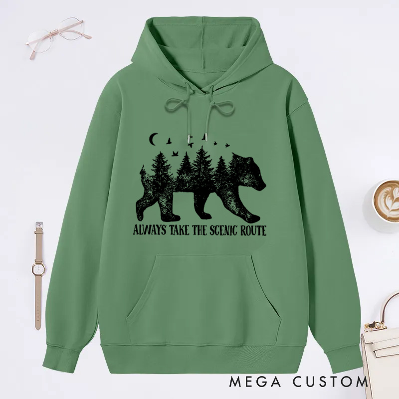 Personalized Bear Mountains Hoodie Hiking Hooded Sweatshirt Outdoors Nature Lover Classic Hoodies Gift for Outdoors Adventure