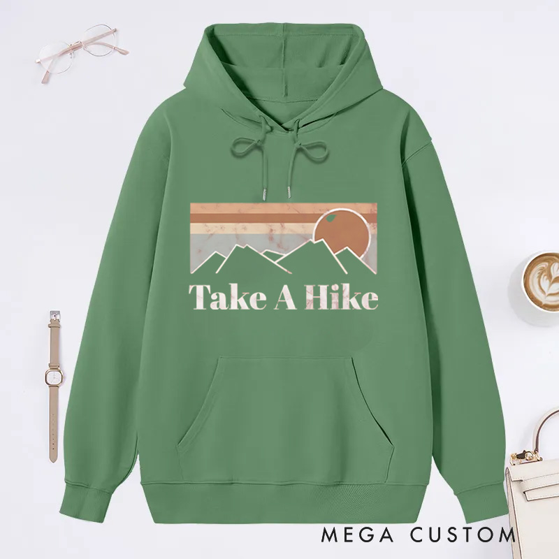 Personalized Take a Hike Classic Hoodies Retro Inspired Mountain Hoodie Outdoors Nature Lover Hoodies Gift for Adventure Lover