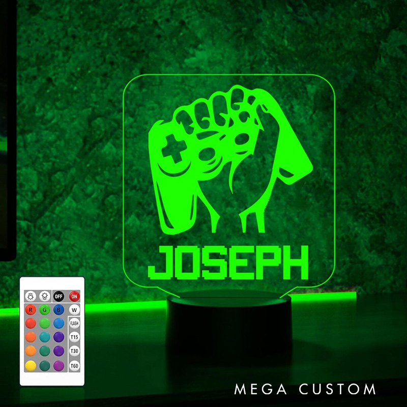 Personalized Game Controller night light LED Gamer Gamer Room Decor Gift for Boyfriend Husband Geek Lover