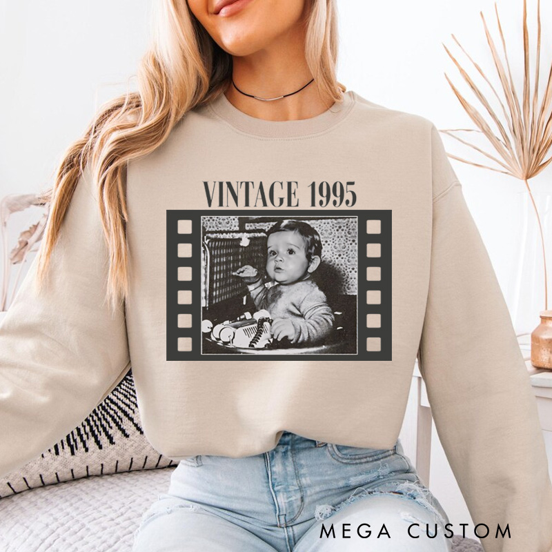 Personalized Vintage Childhood Photo Movie Classic Sweatshirt Retro Film Crewneck Movie Shirt
