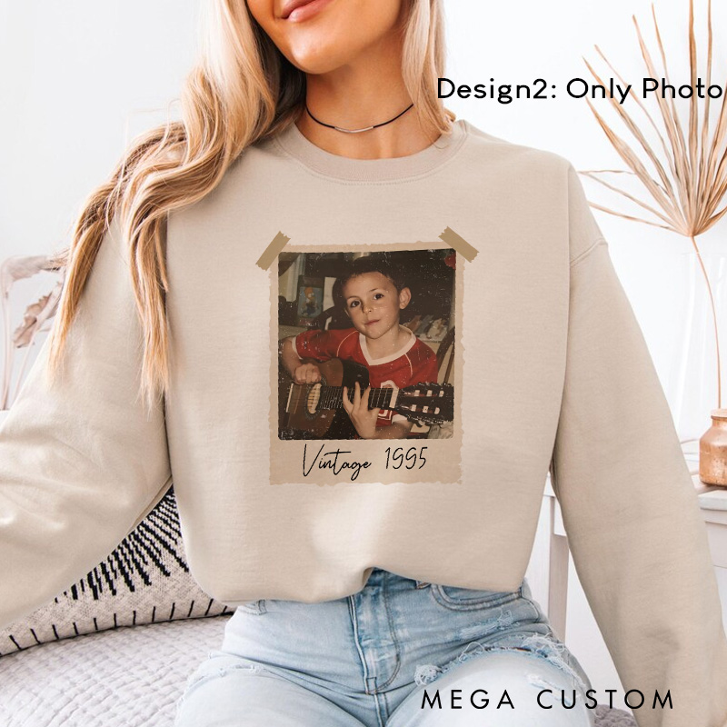 Personalized Vintage Childhood Photo Christmas Movie Classic Sweatshirt Retro Film Crewneck Movie Shirt