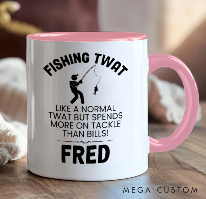 Personalized Fishing Mug with Funny Fishing Twat Design Funny Gift Big Cup Angler Joke Present Perfect Gift for Fishing Lover Durable Ceramic Coffee Cup for Daily Use
