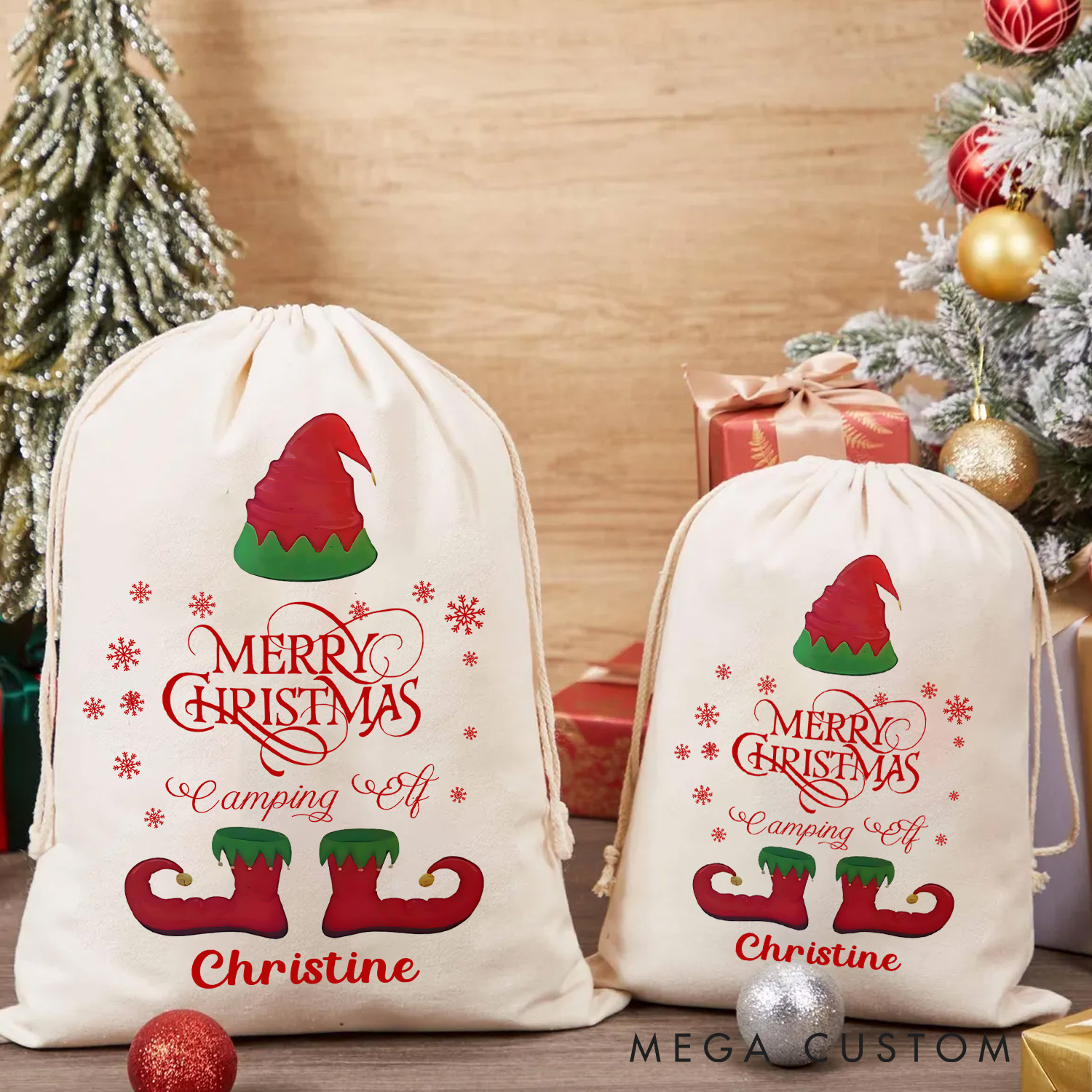 Personalised Name Santa Sack Christmas Elf Christmas Sack Christmas Sack Family Christmas Gift