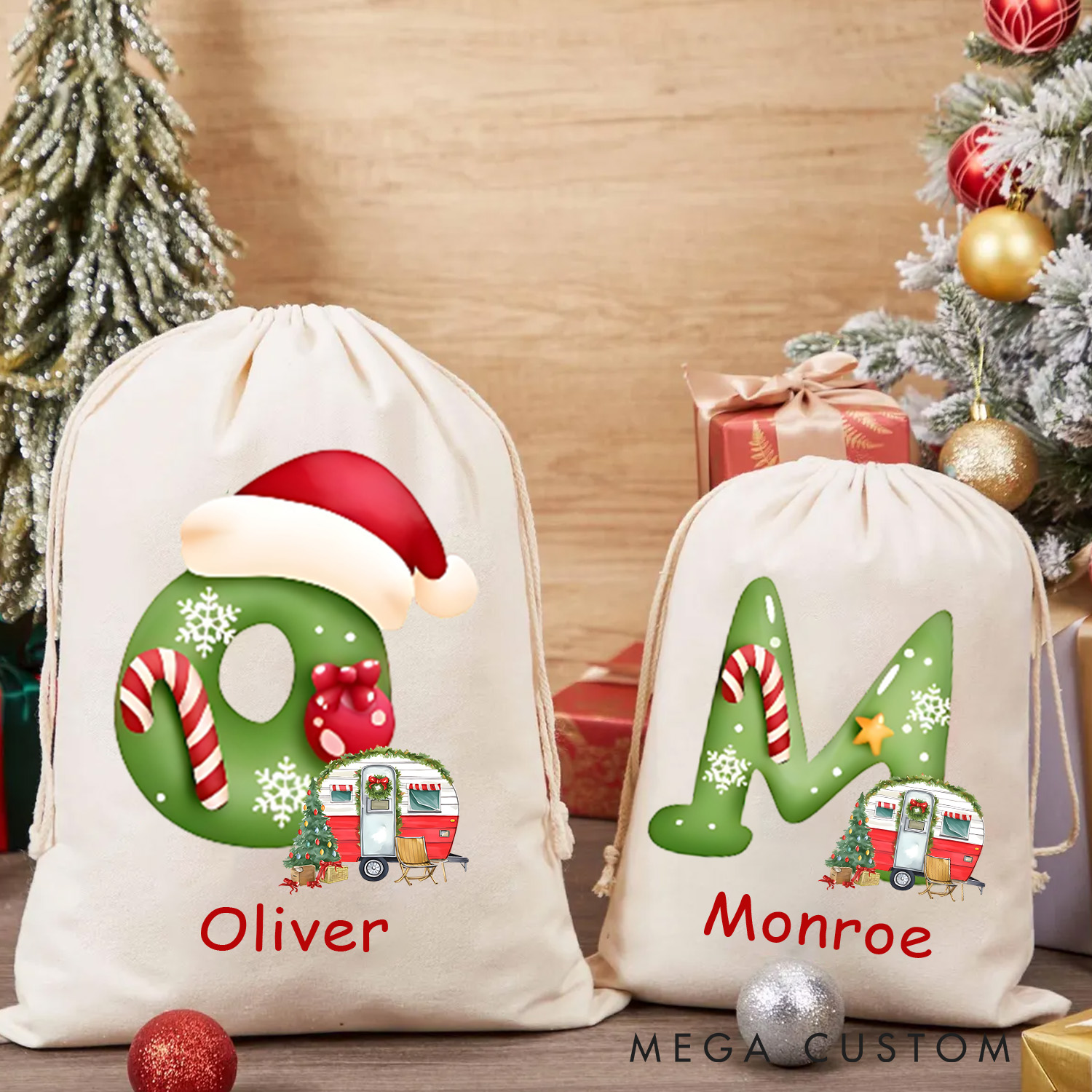 Personalised Christmas Sack Christmas Gift Bag for Him Her Kids Add Name Initial Christmas Gift