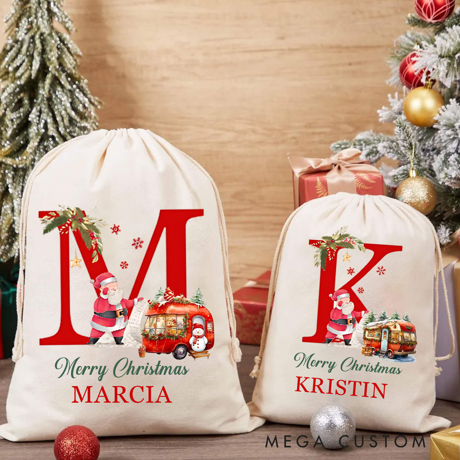 Personalised Merry Christmas Sack Custom Christmas Gift Bag with Nam for Family Kids Christmas Gift