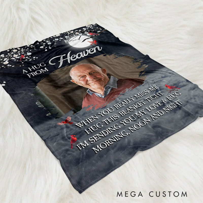 Personalized Memorial Photo Blanket A Hug From Heaven Memorial Blanket Sympathy Gift for Loss of Loved One