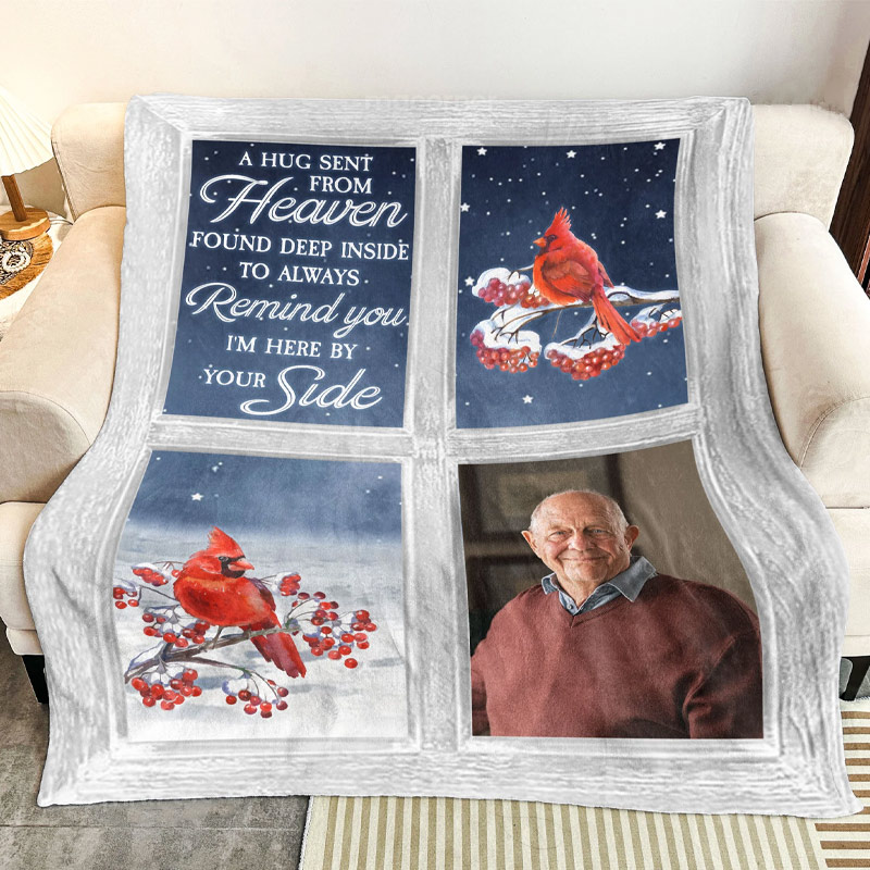 Personalized Memorial Photo Blanket A Hug Sent From Heaven Memorial Blanket Sympathy Gift for Loss of Loved One