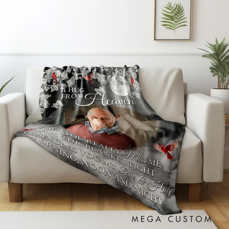 Personalized Memorial Photo Blanket A Hug From Heaven Memorial Blanket Sympathy Gift for Bereaved Families