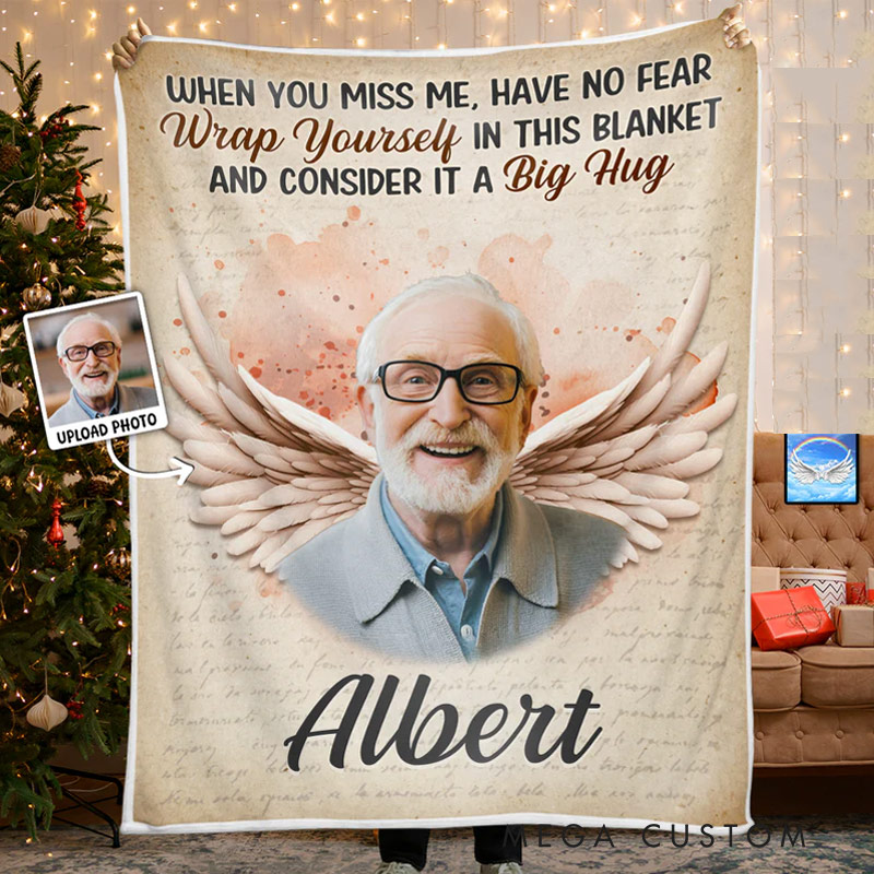 Personalized Memorial Photo Blanket When You Miss Me Memorial Blanket Sympathy Gift for Bereaved Families
