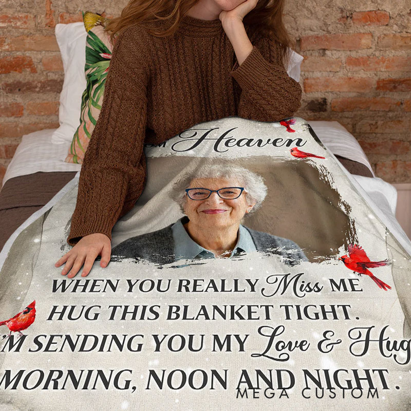 Personalized Memorial Photo Blanket Loving You Forever Sympathy Gift for Family Members Christmas Gift